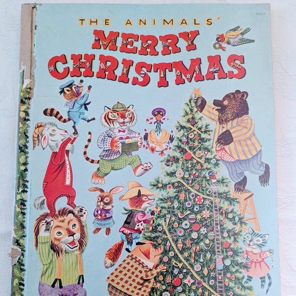 VTG 1950 The Animal’s Merry Christmas Big Golden Book Richard Scarry 1st Ed
